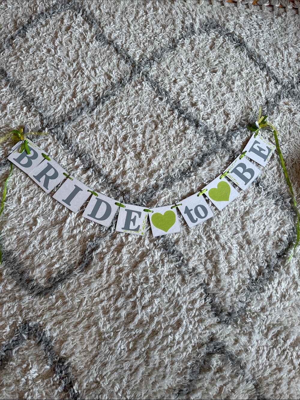 Bride to Be Banner Garland in Green and White - Elegant Bridal Shower Decor
